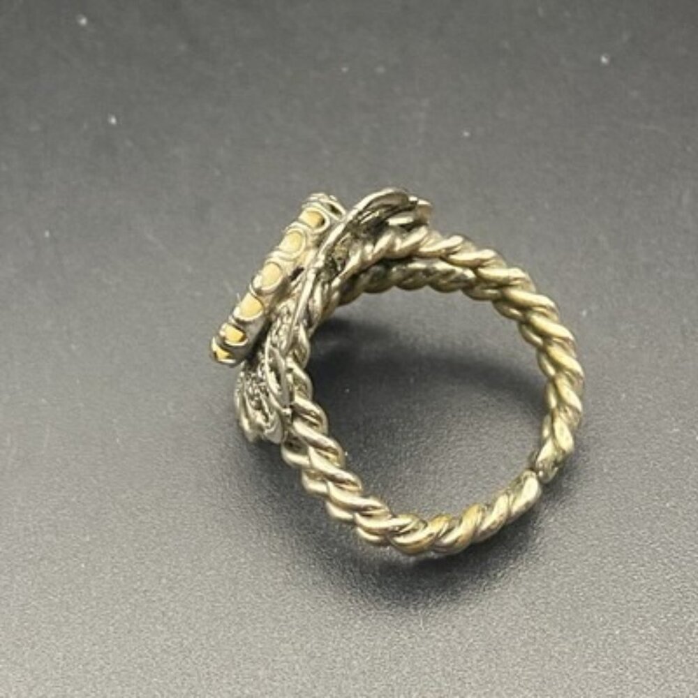 Vintage Signed Western Germany Ring MOP Filigree Silver Tone Adjustable LOOK - Picture 4 of 13